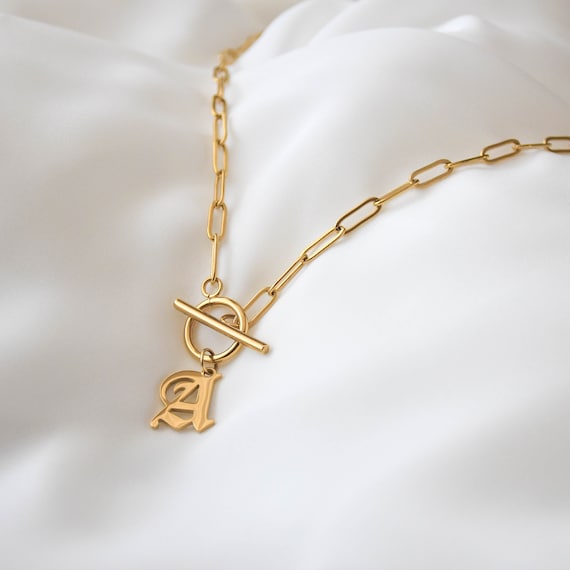 9ct Gold Gothic Old English Initial Pendant or Necklace - Optional Chain - Decorative Fancy Gold Letter Pendant