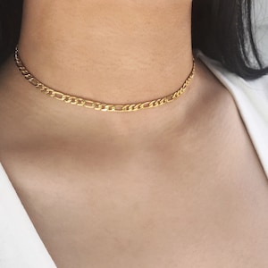 Figaro Chain Choker Figaro necklace, figaro chain necklace, gold choker necklace, figaro choker, simple choker, chain choker GPN00008 image 1