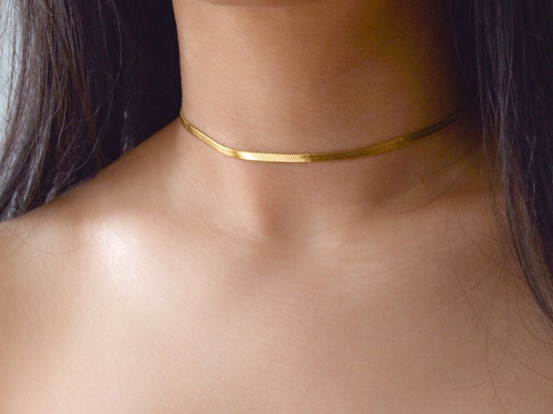 Sleek Gold Choker Gold Chain Choker Simple Choker Simple Etsy