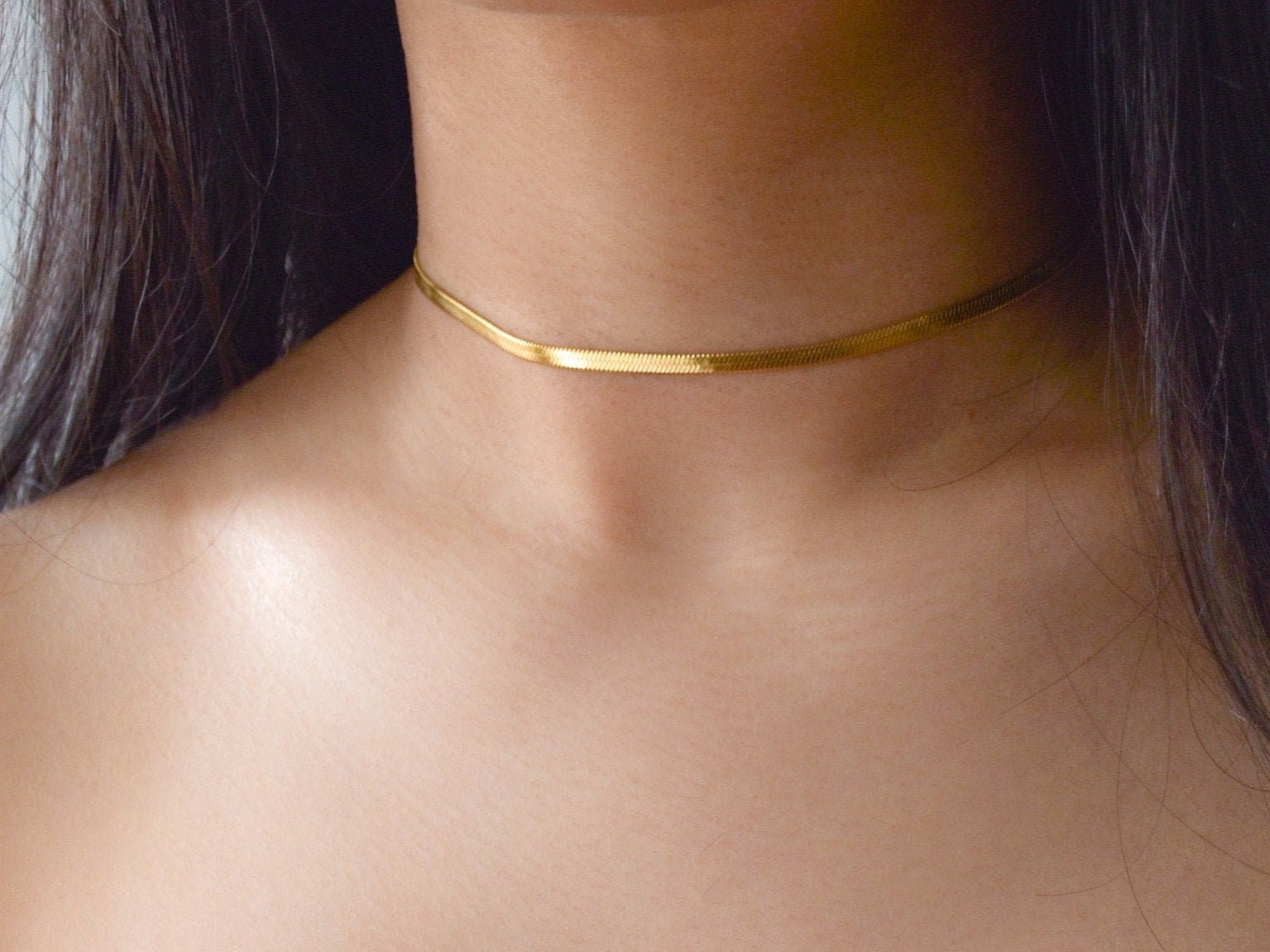 Sleek Gold Choker Gold Chain Simple Choker Simple - Etsy