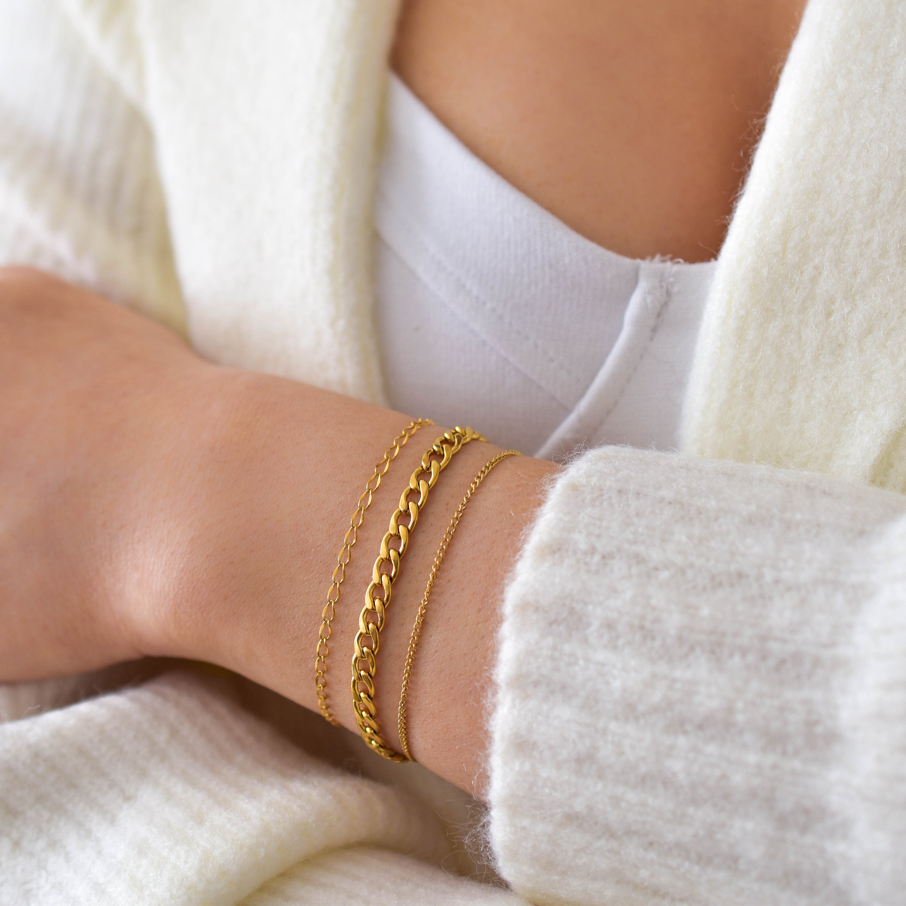 Gold Bracelet Set Gold Bracelet Gold Chain Bracelet Chain - Etsy