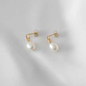 Circle Pearl Earrings Simple Pearl Earrings, Gold Filled Earrings ...