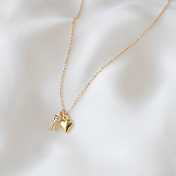 Dainty Heart Simple Cute Heart Charm Gold Silver CZ Necklaces for Women  Gifts