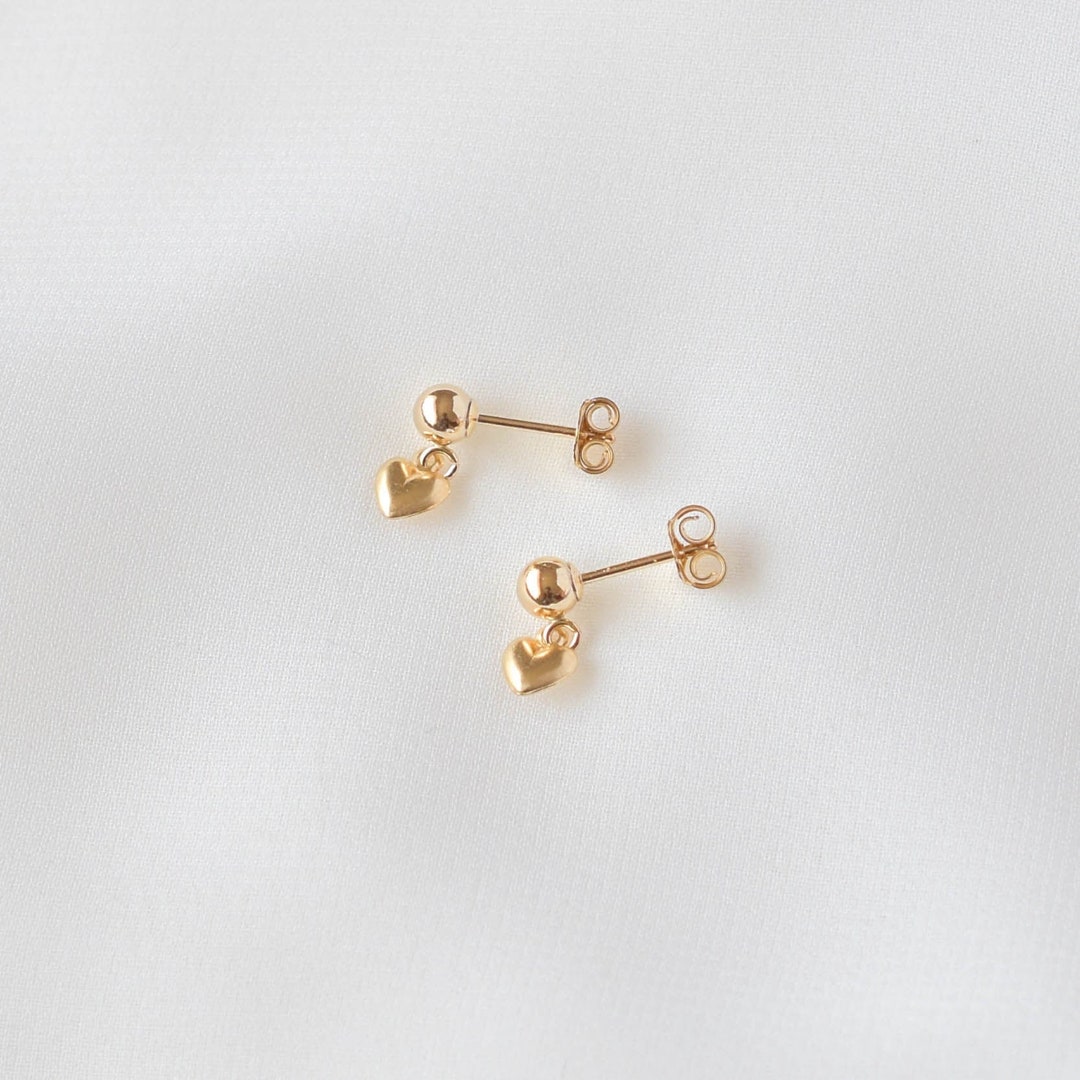 Heart Earrings Gold Filled Heart Earrings, Heart Stud Earrings, Gold ...