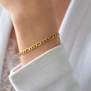 Figaro Chain Bracelet- Figaro bracelet, figaro chain bracelet, gold chain bracelet, chain bracelet, simple bracelet, gold bracelet |GFB00003