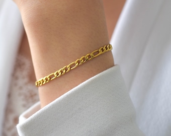 Figaro Chain Bracelet- Figaro bracelet, figaro chain bracelet, gold chain bracelet, chain bracelet, simple bracelet, gold bracelet |GFB00003