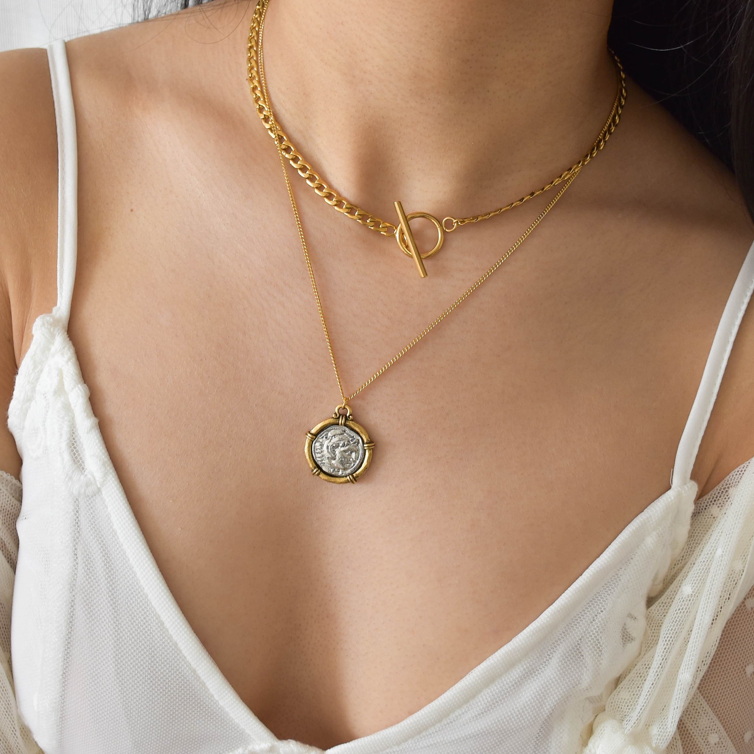 Silver Coin Necklace Two Tone Necklace, Silver Gold Necklace, Two Tone Coin, Silver Coin Pendant, Ancient Coin Necklace GPN00030 - Etsy Silver Coin Necklace Two Tone Necklace, Silver Gold Necklace, Two Tone Coin, Silver Coin Pendant, Ancient Coin Necklace GPN00030 - Etsy