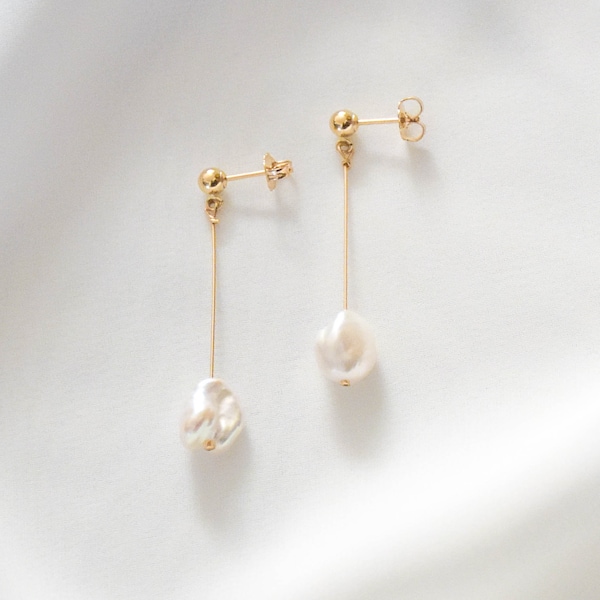 Pearl Dangle Earrings -  Pearl Drop Earrings, Dainty Pearl Earrings Gold, Pearl Dangle Earrings, Real Pearl Earrings |GFE00033