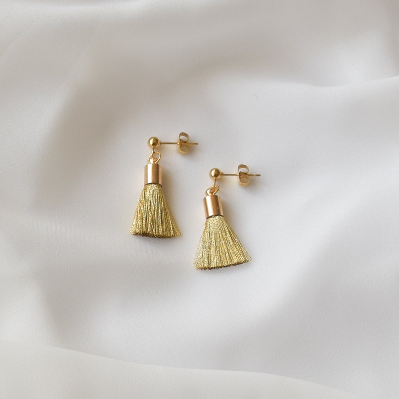 Mini Gold Tassel Earrings tassel earrings small tassel Etsy