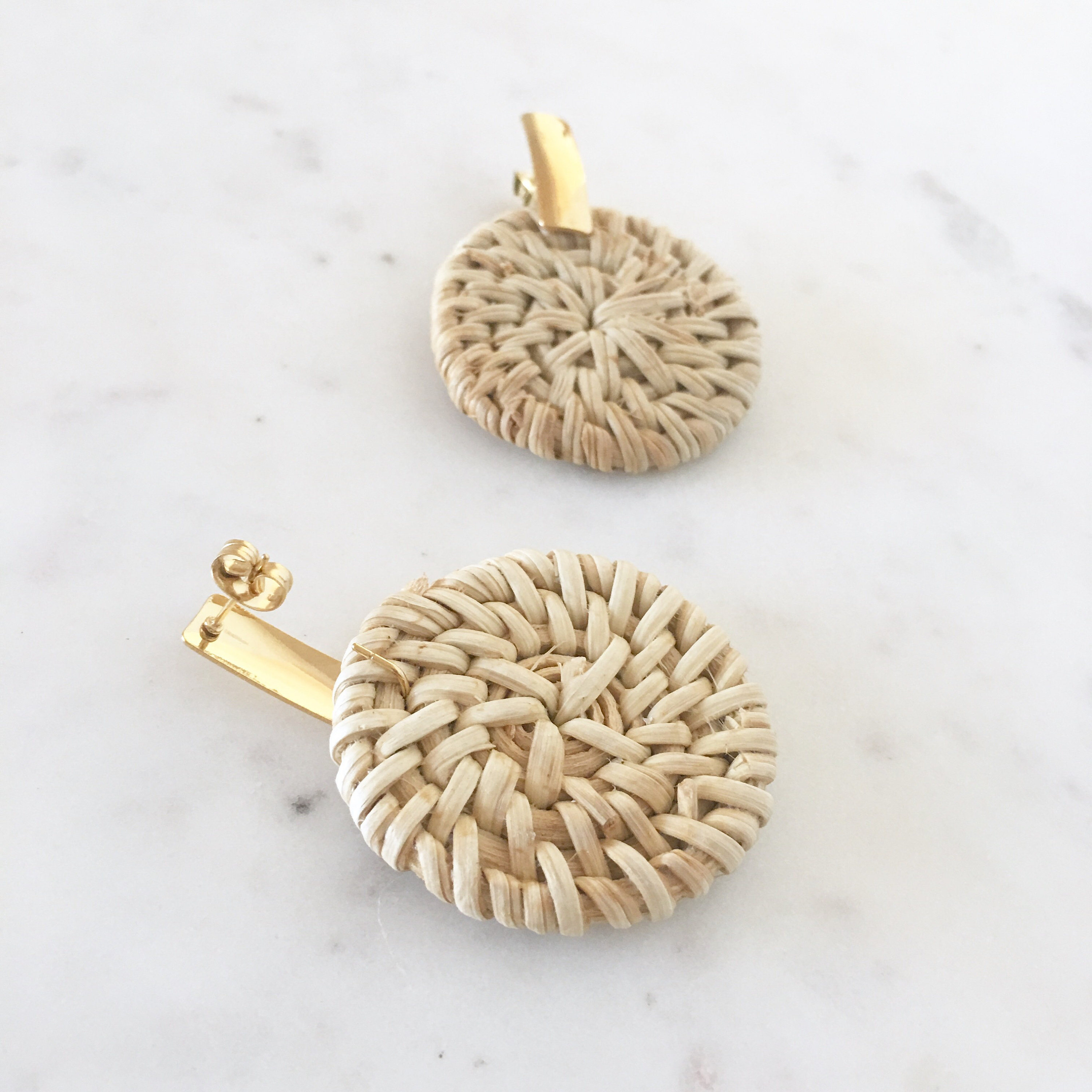 Wicker Earrings Rattan Earrings Basket Earrings Wood Etsy