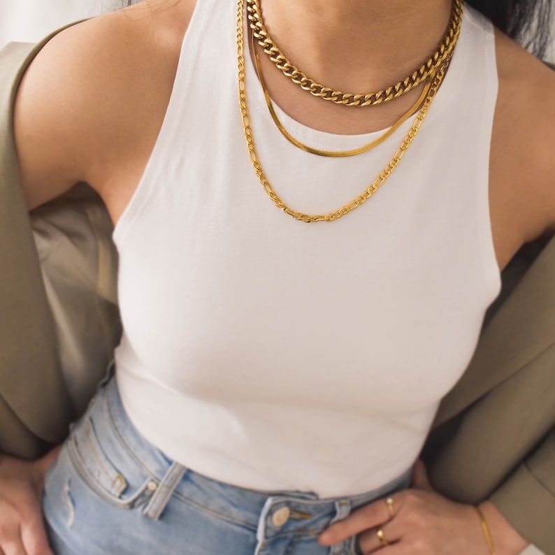 Cuban Link Chain Necklace Cuban Link Choker, Chain Choker, Cuban Link Necklace, Cuban Link Chain, Gold Choker, Gold Chain Choker GPN00028 image 5