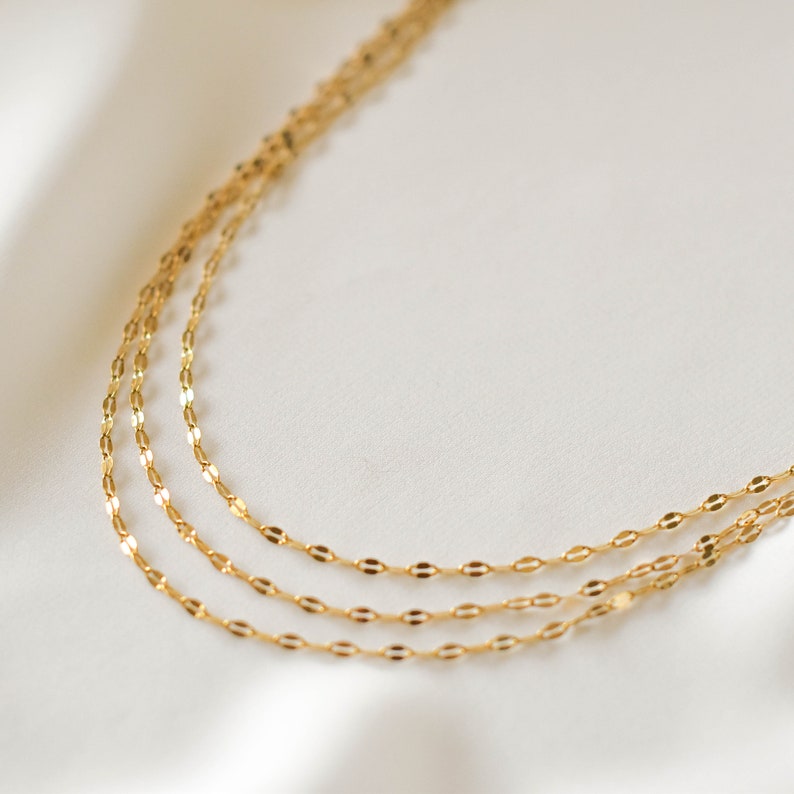 Sparkly layered necklace dainty layering necklaces, dainty gold necklaces, simple chain necklace, gold layered necklace GPN00042 image 3