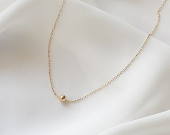 Dainty Gold Bead Necklace - Dainty Choker, gold dainty necklaces, simple necklace, dainty necklaces, gold filled necklaces |GFN00011