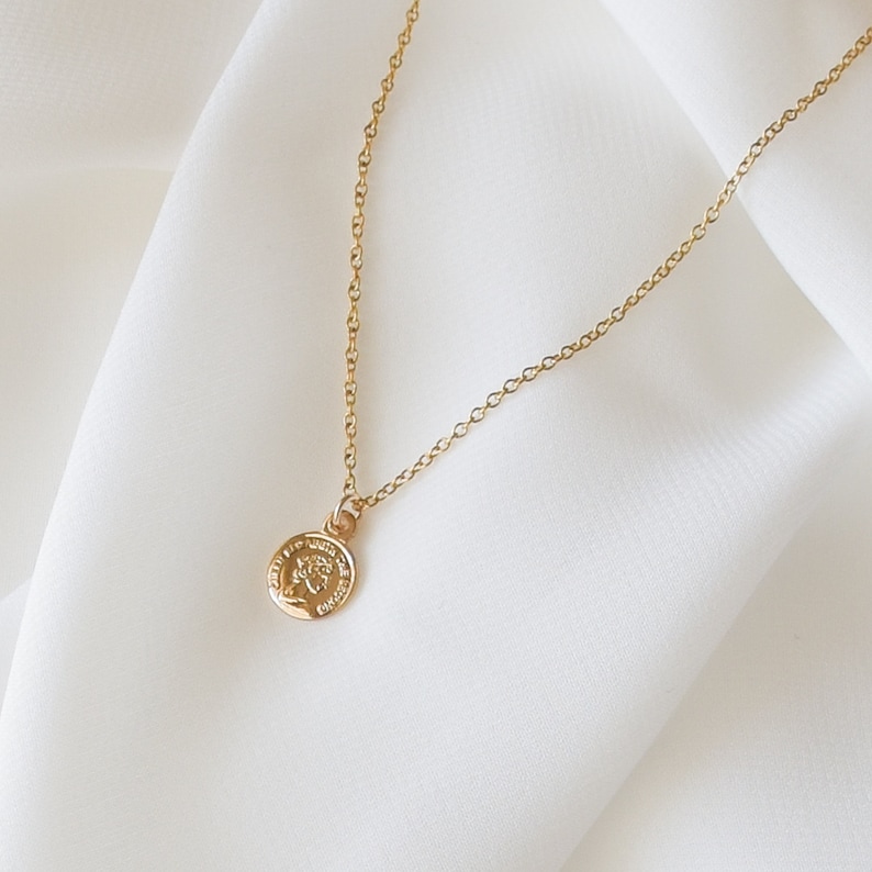 Small Coin Necklace Elizabeth Coin Necklace Gold Coin Etsy