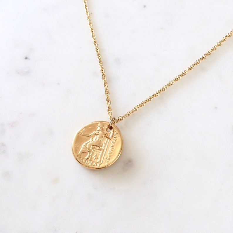 Alexander the Great Coin Necklace - Alexander Necklace, Greek Coin Necklace, Gold Coin Necklace, Alexander the Great Necklace |GPN00012 image 4
