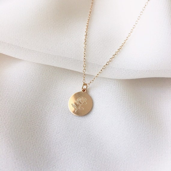 Little Rose Necklace - Gold Rose Necklace, Wildflower Necklace, Flower Necklace, Gifts for gf, flower pendant, dainty necklaces  |GFN00033