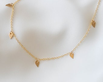 Spike Necklace - Gold Spikes Necklace, Gold Choker Necklace, Dangle Choker, Dainty Necklaces, Gold filled necklaces, Disc Choker |GFN00016