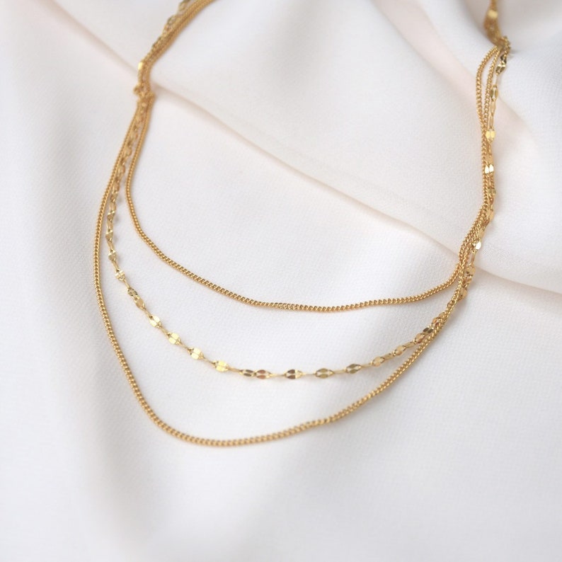 3 Layer Chain Necklace Chain Necklace Set Gold Layering - Etsy