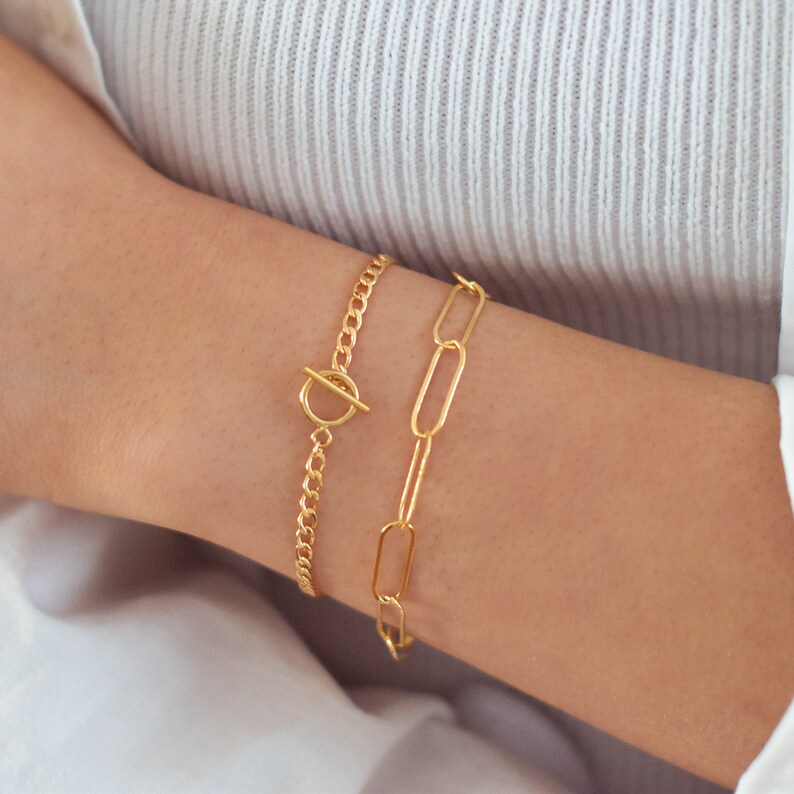 Paperclip Bracelet gold filled paperclip bracelet, gold chain bracelet, link bracelet, simple bracelet, gold filled bracelet GFB00004 image 2