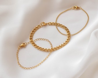 Gold Bracelet Set - Gold bracelet, gold chain bracelet, chain bracelet set, chain bracelet, simple bracelet, gold bracelet |GPB00003