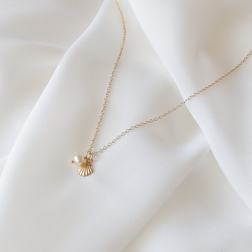Tiny Seashell and Pearl Necklace Shell Necklace Gold Filled Etsy