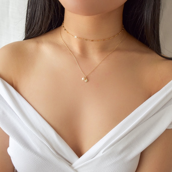 Muschelkette gold choker best sale