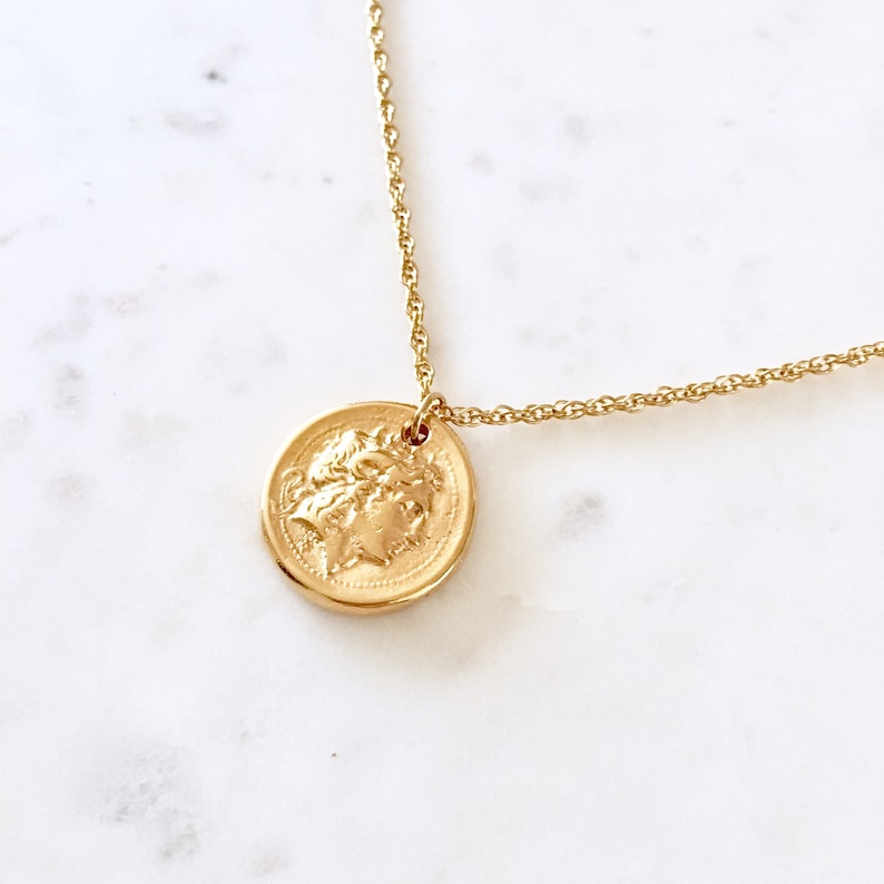Alexander the Great Coin Necklace - Alexander Necklace, Greek Coin Necklace, Gold Coin Necklace, Alexander the Great Necklace |GPN00012 image 3