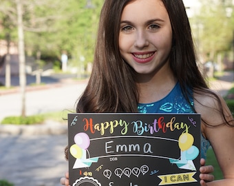 Milestone BIRTHDAY Reusable Sign includes white chalk crayon mimics Chalkboard only, 1st Birthday,  milestone sign, milestone birthday