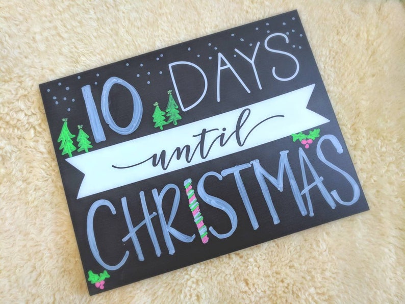 Reusable COUNTDOWN Days Until Sign includes white chalk crayon mimics chalkboard, wedding, birthday, Christmas, Halloween, baby, vacation image 4