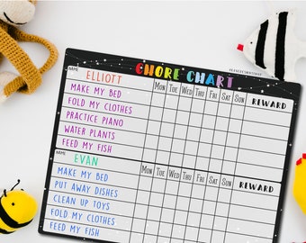 Reusable Dual CHORE CHART with whiteboard marker included, Planner, Reward Board, Kids Chores, Chore Board, Routine Chart, To do list