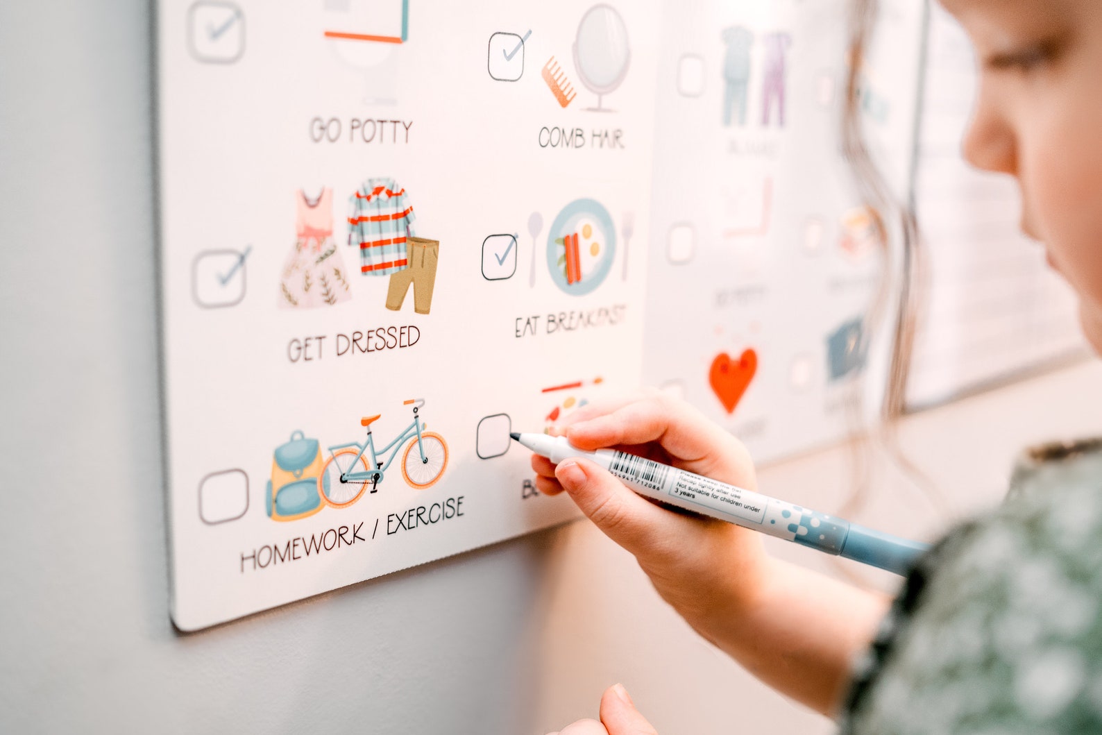 Reusable Routine Chart Whiteboard Checklist Kids Chore Etsy