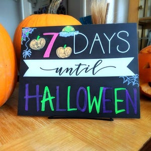 Reusable COUNTDOWN Days Until Sign includes white chalk crayon mimics chalkboard, wedding, birthday, Christmas, Halloween, baby, vacation image 3