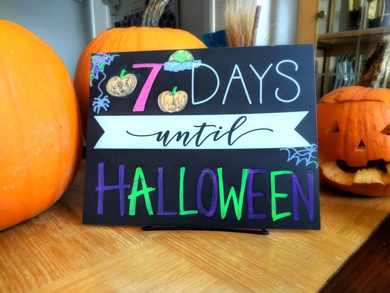 Reusable COUNTDOWN Days Until Sign includes white chalk crayon mimics chalkboard, wedding, birthday, Christmas, Halloween, baby, vacation image 3