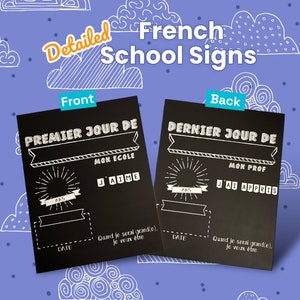 2-in-1 FRENCH First Day Of School Sign, Last Day Sign FRANCAIS, Premiere journee d’ecole, Monochrome or color options