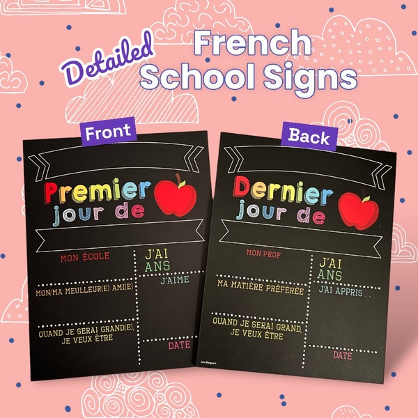 2-in-1 FRENCH First Day Of School Sign, First Day of School version FRANCAIS, Sign in French, premiere journee d’ecole chalkboard