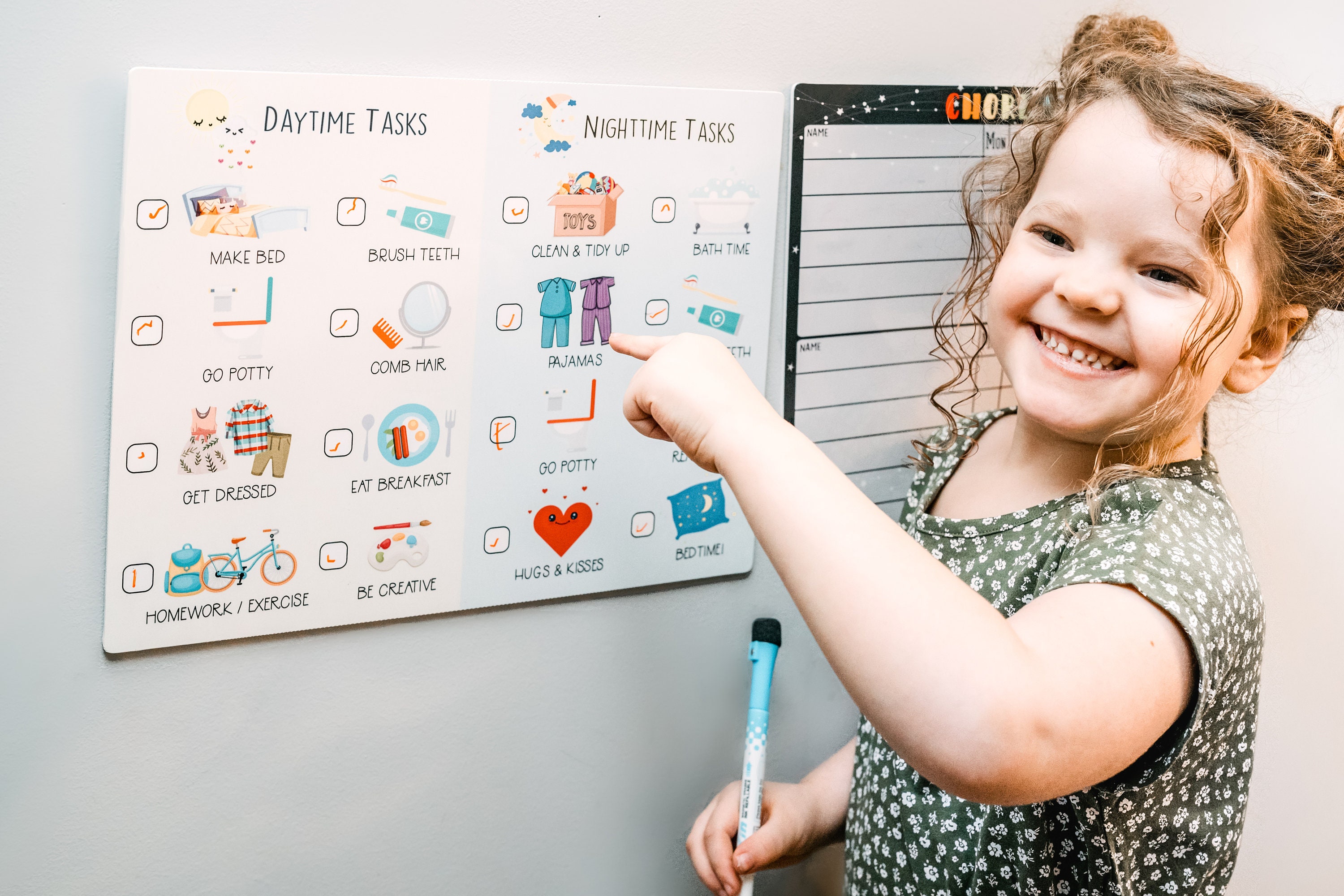 Reusable Routine Chart Whiteboard Checklist Kids Chore Etsy