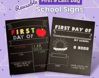 Reusable 2-in-1 COLOR or MONOCHROME First & Last Day of School Sign, first day of school sign, back to school, last day,  first day sign