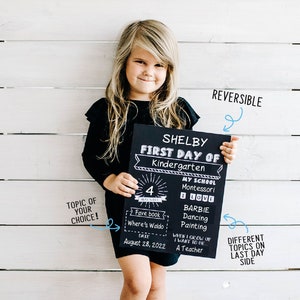 2-in-1 MONOCHOME Reusable First & Last Day of School Sign, first day of school sign, last day, first day chalkboard sign, Back to school