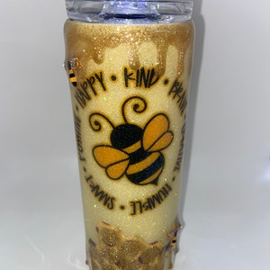 Textured Glitter Honey Bee Tumbler: 20 oz Epoxy Cup