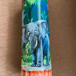 Copo de viagem de 20 oz com desenho de elefante e rato, caneca de viagem de aço inoxidável com tampa e canudo, animal colorido