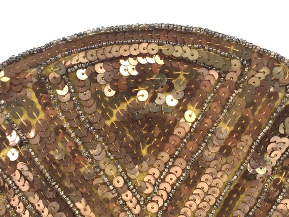 Vintage 30s 40s Gold Beaded Sequins Bronze Art De… - image 2