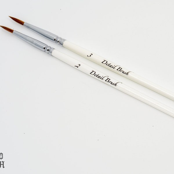 Kolinsky Hair Detail Paint Brush Sizes 2 & 3 for acrylics, model miniatures, enamel, oil paints