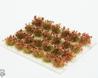 Model Miniature Diorama Basing Terrain Autumn Frock Red Grass Tufts Set