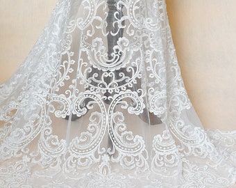 heavy beaded Lace Fabric ivory white bridal lace fabric with beading embroidery floral by the yard black lace fabric yardage