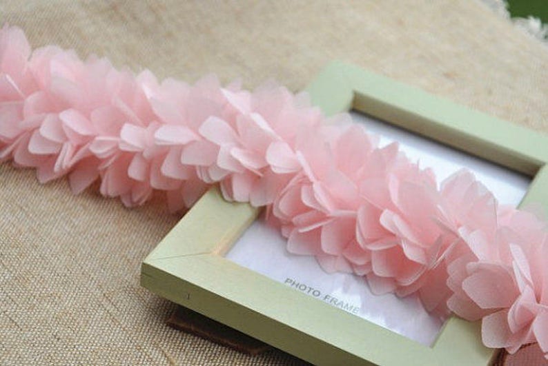 1 yard black chiffon leaves 3D Trim 3D ruffled chiffon leaves Lace Trimming