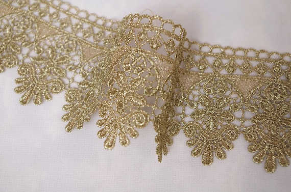 Gold lace trim cheap by the yard