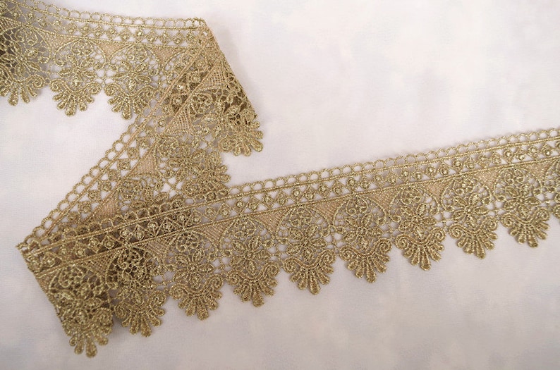 Metalic Gold Lace Trim 6cm Wide Gold Scalloped Lace Fabric Etsy