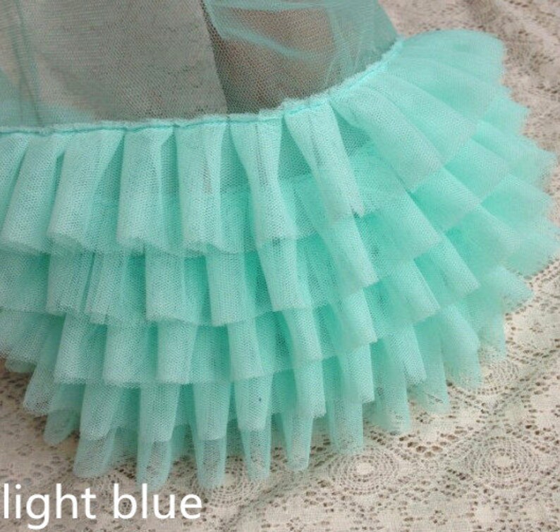 ivory tulle ruffled pleated mesh fabric Trim 3D 5 layer tulle ruffle trim for baby tutu doll sewing accessories