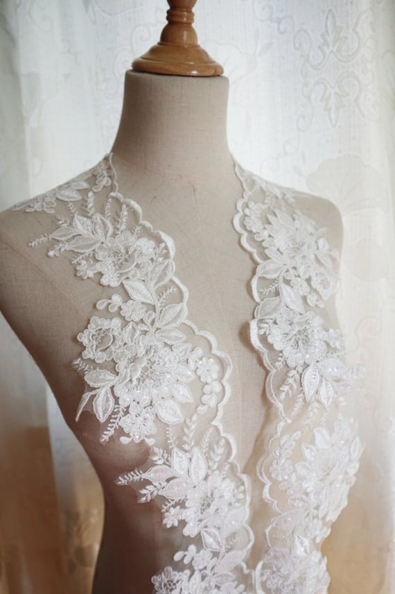 Ivory Lace Trim Retro Floral Lace Fabric Veil Trim by the - Etsy