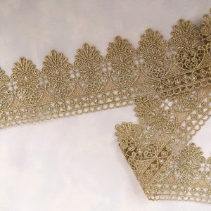 Scalloped Metalic Gold Lace Trim, Gold Lace Fabric, Golden Venise Lace Trimming for sewing supplies, 1 yard on sale